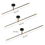 Linear LED Semi Flush Mount Ceiling Light in Black and Brass