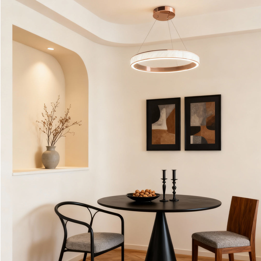 Aurelia Round LED Chandelier in Champagne Gold for Modern Interiors