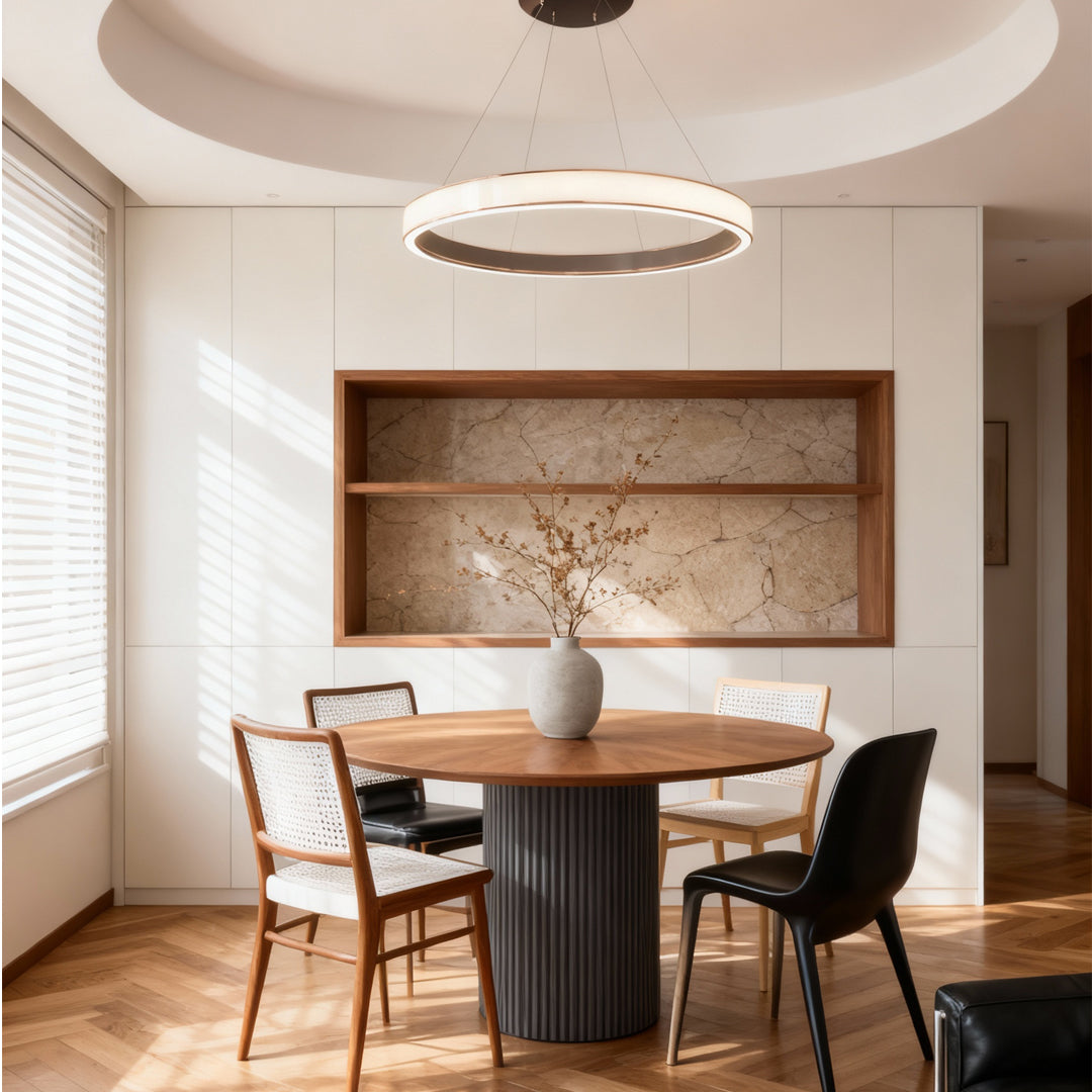 Aurelia Round LED Chandelier in Champagne Gold for Modern Interiors