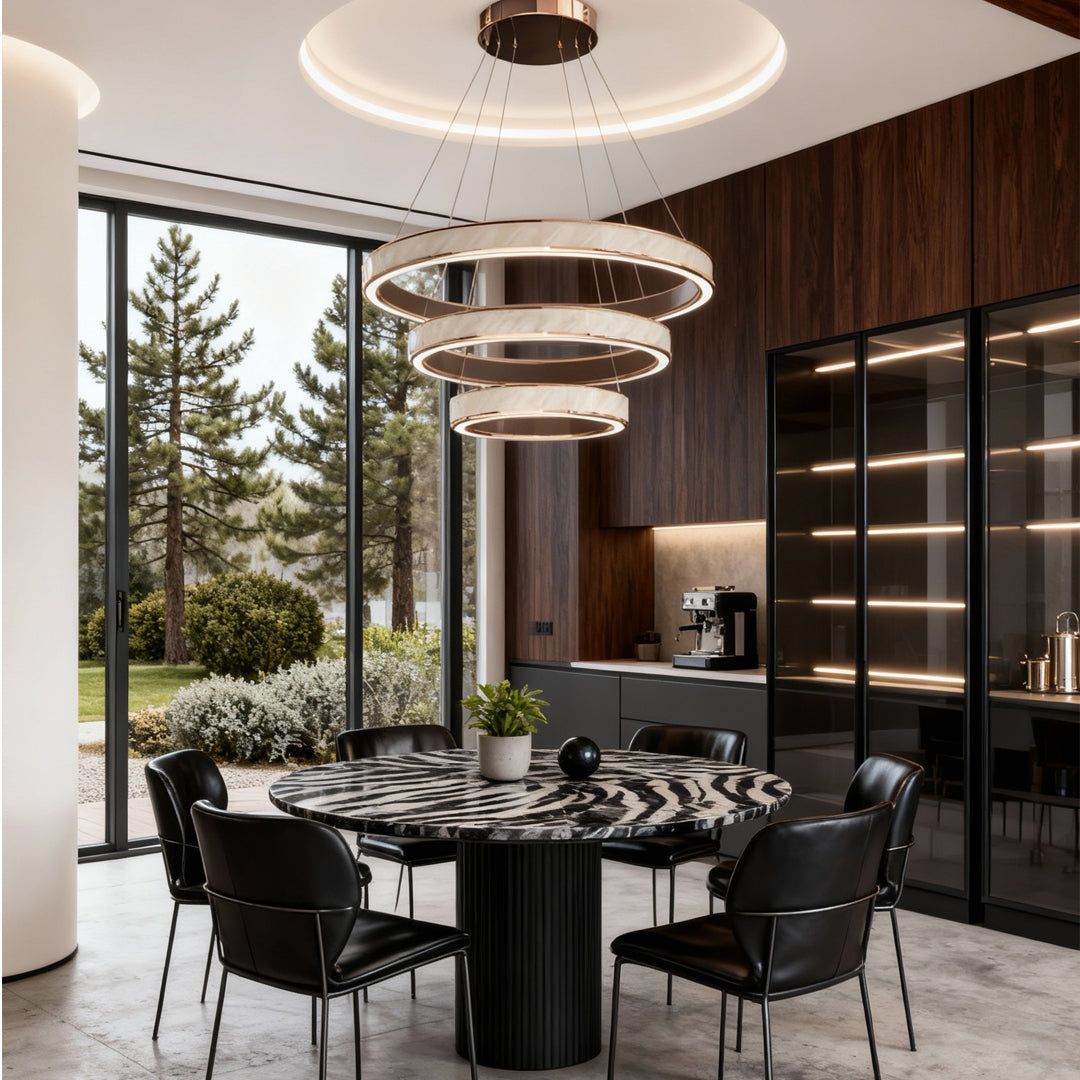Aurelia Round LED Chandelier in Champagne Gold for Modern Interiors