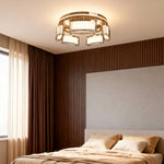Crystal Flush Mount Ceiling Light in Warm Gold Aluminum