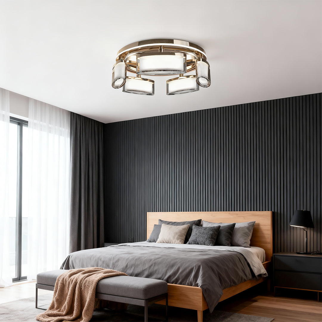 Lumière Crystal Flush Mount Ceiling Light in Gold