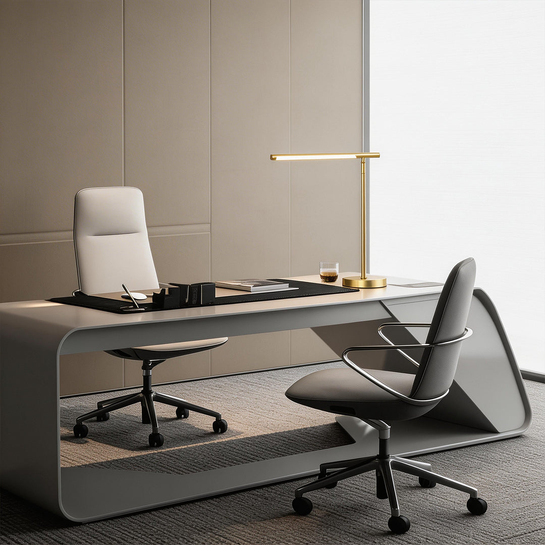 Linear LED Table Lamp in Brushed Copper with Adjustable Head