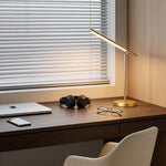 Linear LED Table Lamp in Brushed Copper with Adjustable Head