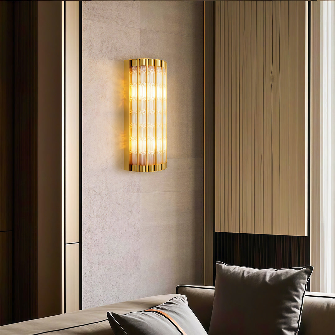 American-Style Copper Linear Wall Sconce with Clear Glass Shade