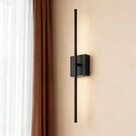 Modern Black Iron Linear LED Wall Sconce with Rechargeable Battery