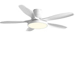 Modern Flush Mount Ceiling Fan with LED Light, 6-Speed Silent Reversible