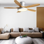 Modern Flush Mount Ceiling Fan with LED Light, 6-Speed Silent Reversible