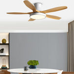 Modern Flush Mount Ceiling Fan with LED Light, 6-Speed Silent Reversible