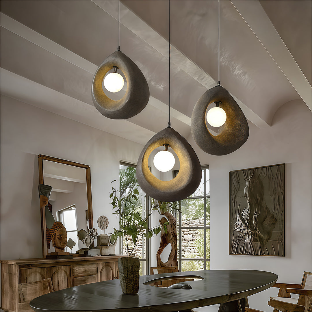 Wabi-Sabi Japanese Pendant Light with Adjustable Cord