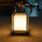 Wabi-Sabi Japanese Paper Table Lamp with Chrome Accent