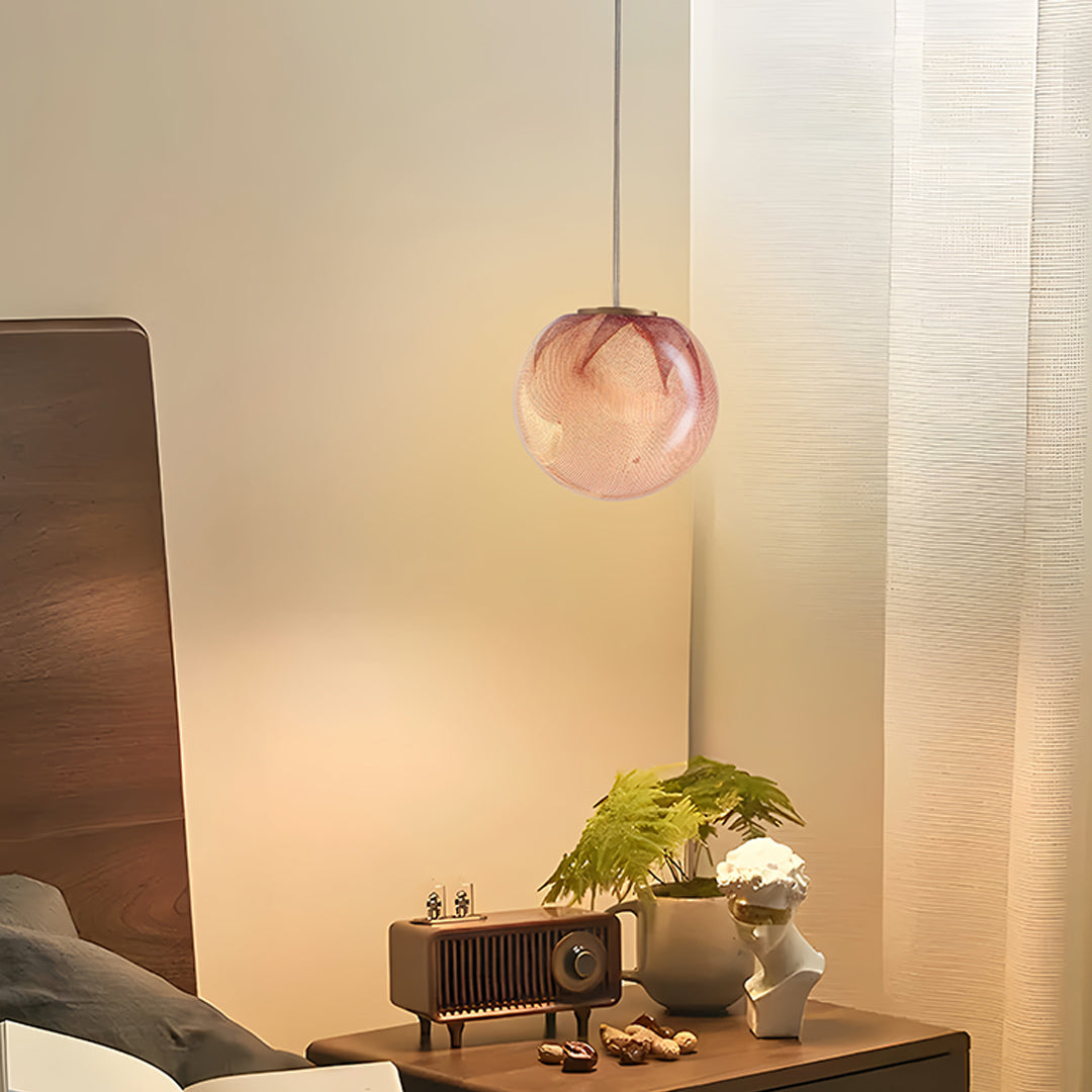 Aurelia Glass Globe Pendant Light in Purple Metal for Modern Interiors