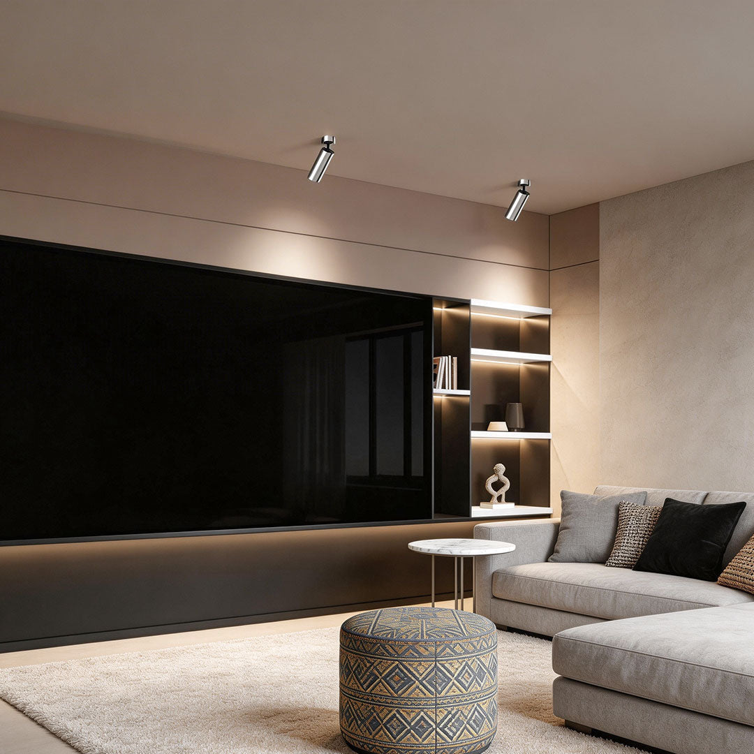 Bauhaus Silver LED Spotlights, Full-Spectrum Directional Ceiling Lights, Set of 2