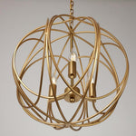 3 Light Led Brass Globe Cage Candlestick Orb Chandelier