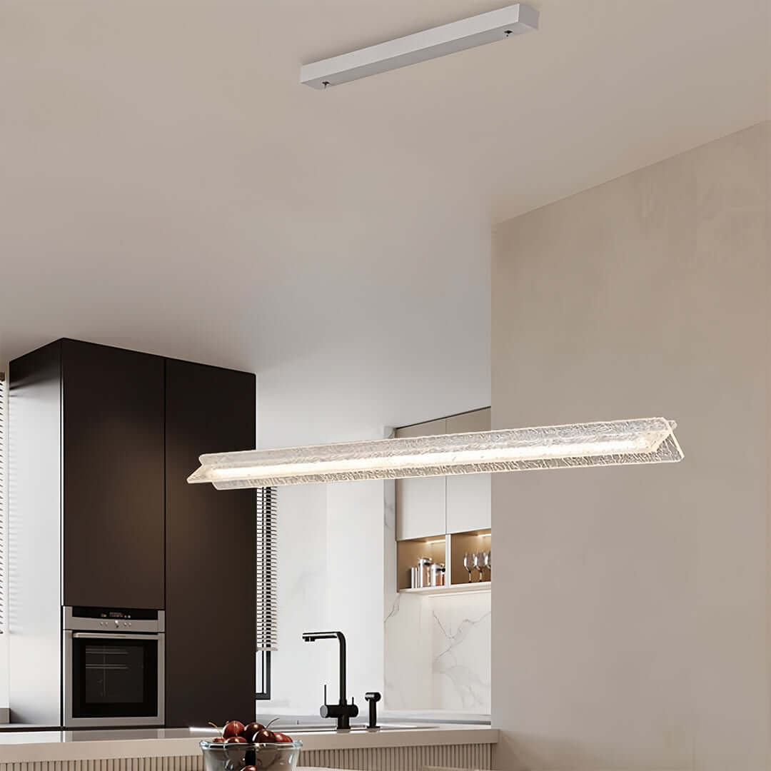 Modern White Linear Pendant Light with Frosted Acrylic Shade for Kitchen Island and Dining Room