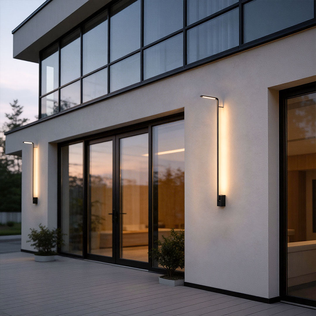 Linear Outdoor Wall Sconce in Black Stainless Steel with Warm LED
