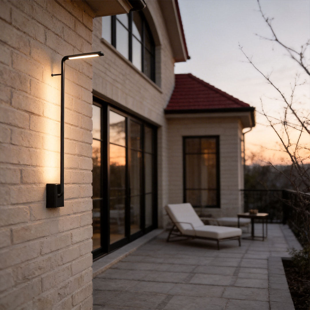 Linear Outdoor Wall Sconce in Black Stainless Steel with Warm LED