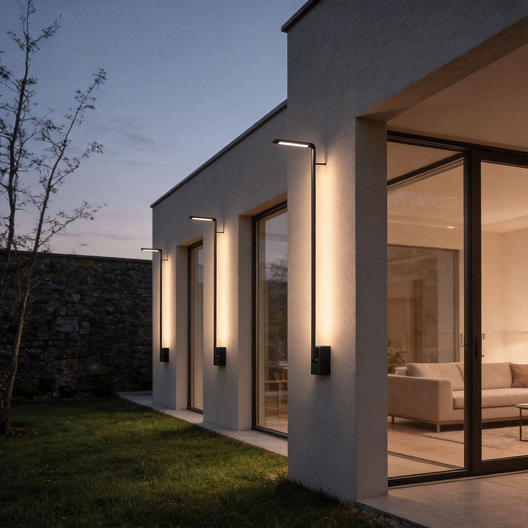 Linear Outdoor Wall Sconce in Black Stainless Steel with Warm LED