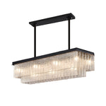 Linear Crystal Chandelier with Three-Step Dimming for Modern Dining Rooms