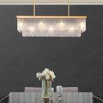 Linear Crystal Chandelier with Three-Step Dimming for Modern Dining Rooms