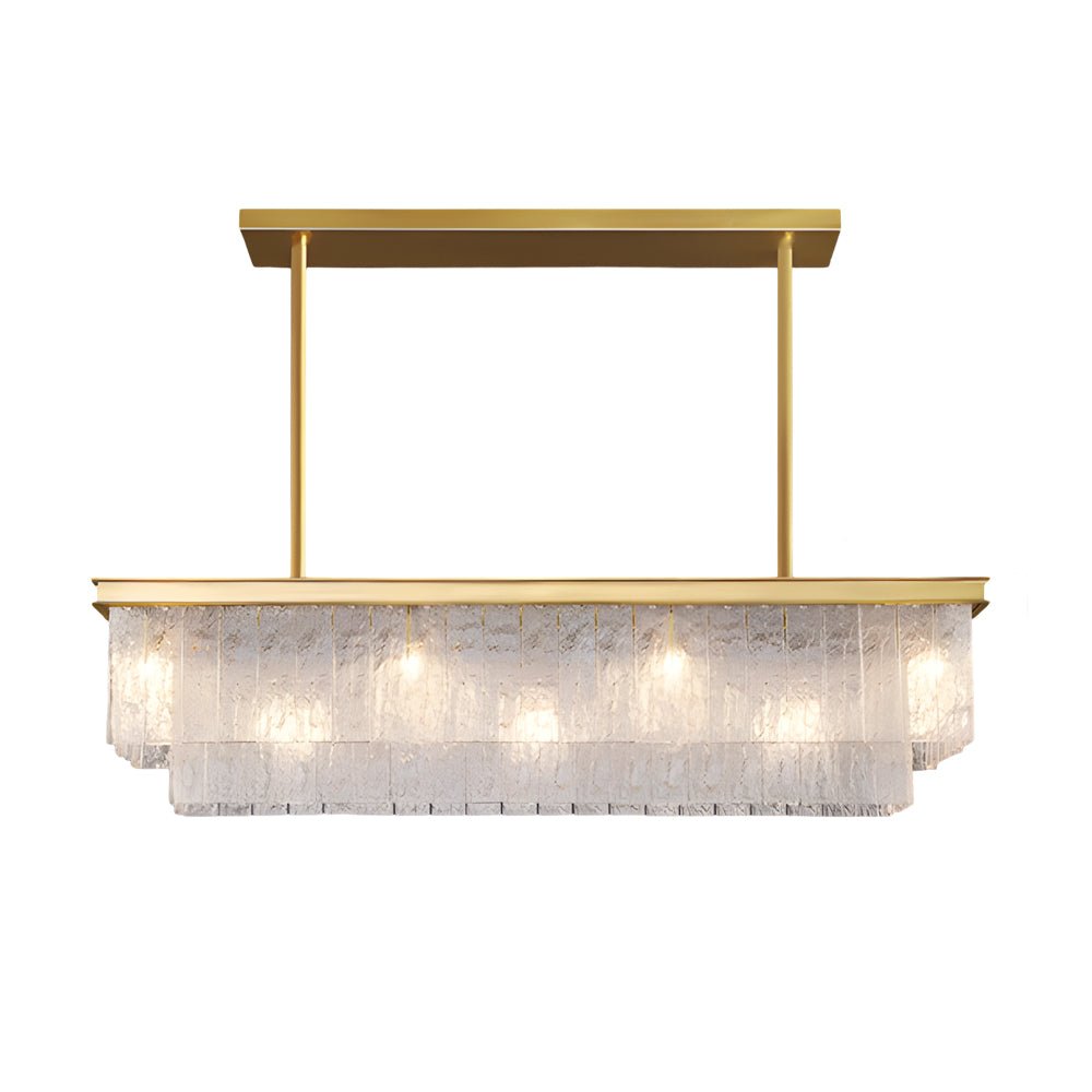 Linear Crystal Chandelier with Three-Step Dimming for Modern Dining Rooms