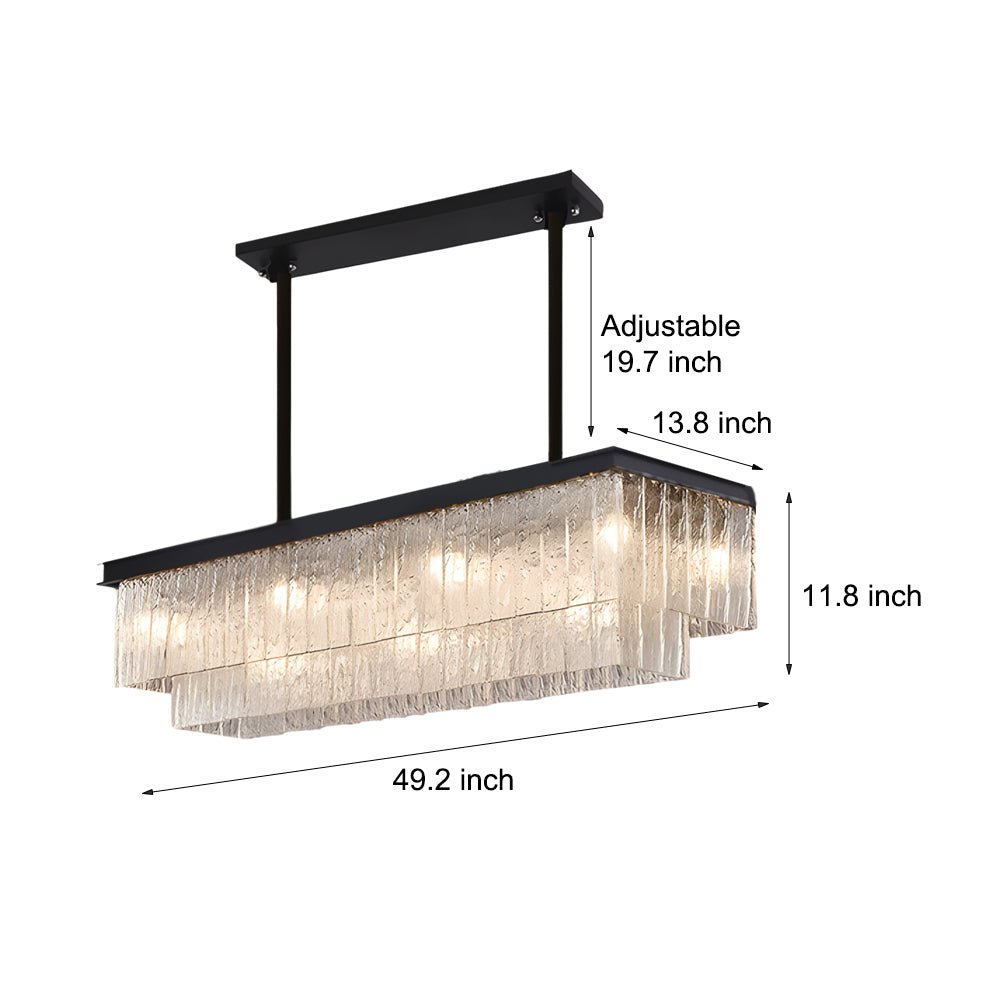 Linear Crystal Chandelier with Three-Step Dimming for Modern Dining Rooms