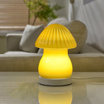 Mushroom LED Table Lamp with Glass Shade and Iron Base