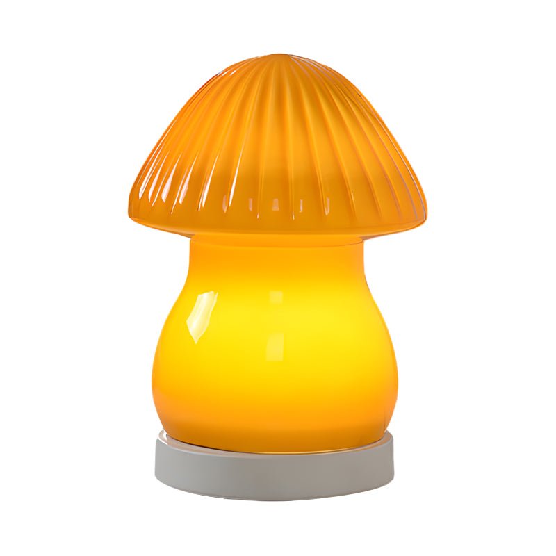 Mushroom LED Table Lamp with Glass Shade and Iron Base