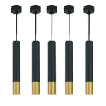 Elongated Cylinder Black And Gold Metal Shade Led Modern Pendant Light Island Hanging Lights
