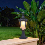 Traditional Outdoor Pillar Light in Sand-Black Aluminum with Clear Glass Shade