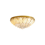 French Crystal Flush Mount Ceiling Light in Gold Stainless Steel