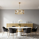 Aurelia Round Glass Chandelier in Polished Brass for Dining and Living Spaces