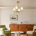 Lumina Brass Glass Chandelier – Modern Minimalist Ceiling Light