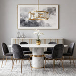 Aurelia Round Glass Chandelier in Polished Brass for Dining and Living Spaces