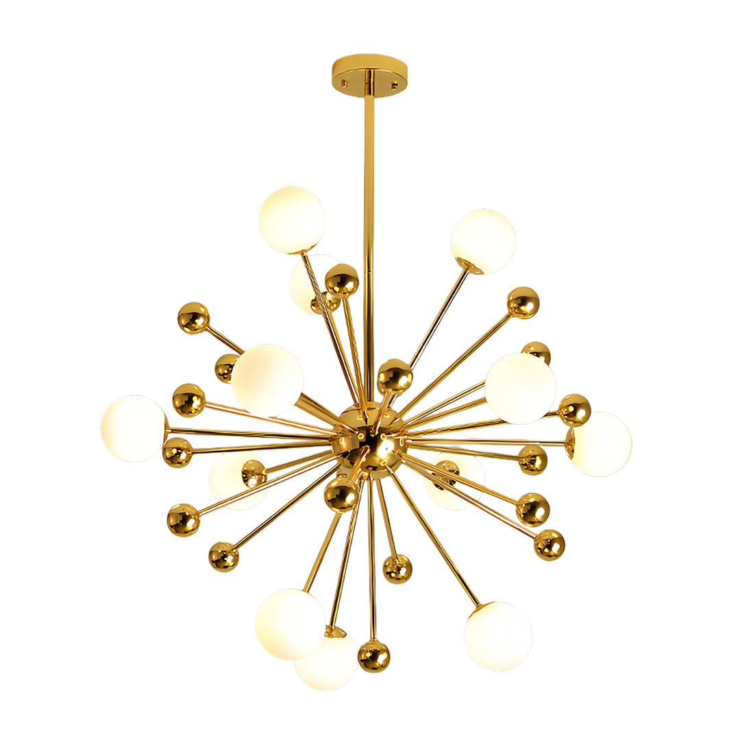 Aurelia 12-Light Gold Sputnik Chandelier in Glass and Iron for Modern Interiors