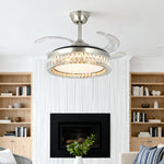 Lumière Crystal Ceiling Fan with Dimmable LED Light in Nickel
