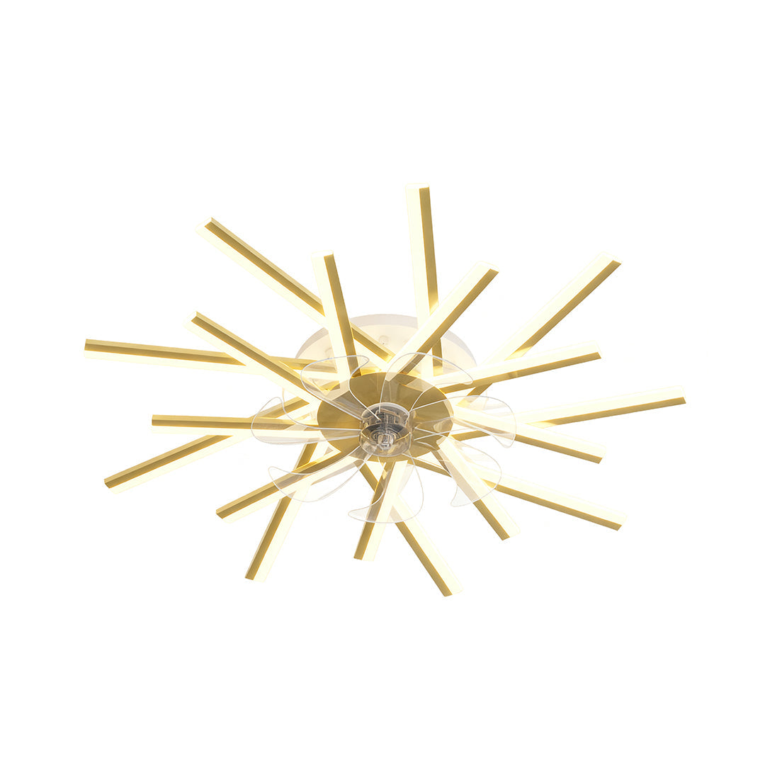 Aurelia Iron Ceiling Fan with Dimmable LED Light – Modern Flush Mount