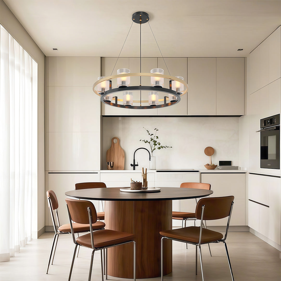 Aurelia Copper Modern Chandelier with Clear Glass Shades