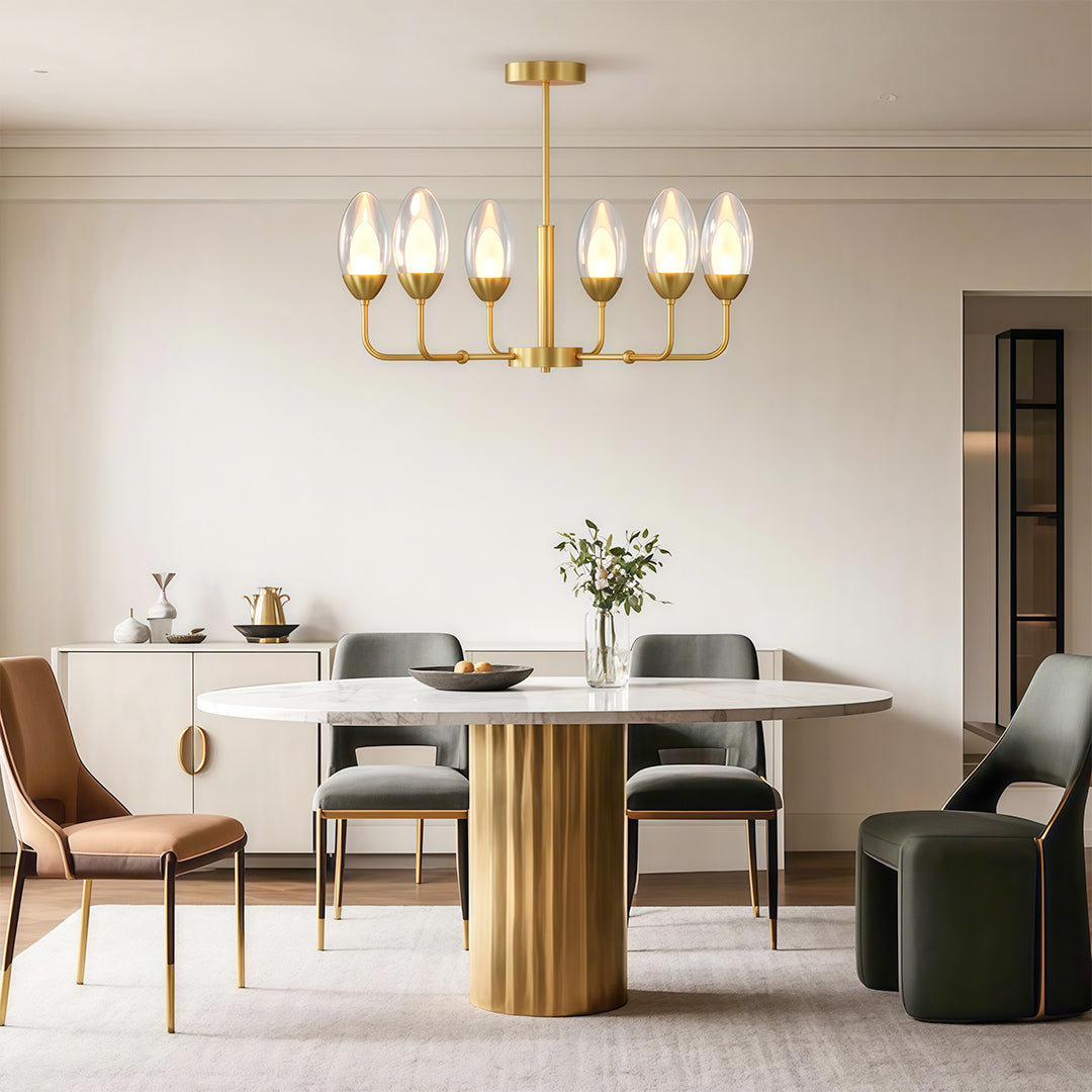 Luxury Copper Modern Chandelier with Clear Glass Shades