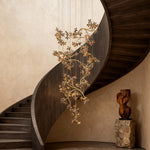 Crystal Rotating Staircase Chandelier with Chrome Finish and Adjustable Chain