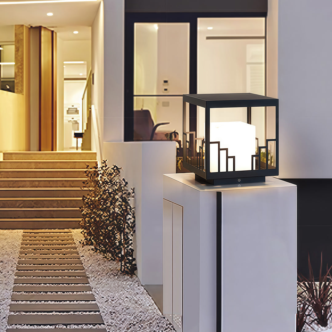 Minimalist Outdoor Pillar Light in Matte Black Stainless Steel