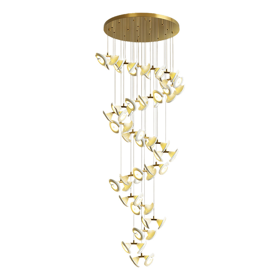 Luxury Ceramic Tulip Chandelier with Gold Stainless Steel Frame