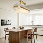 Full Copper Modern Chandelier with Clear Glass Shade for Dining Room and Living Room