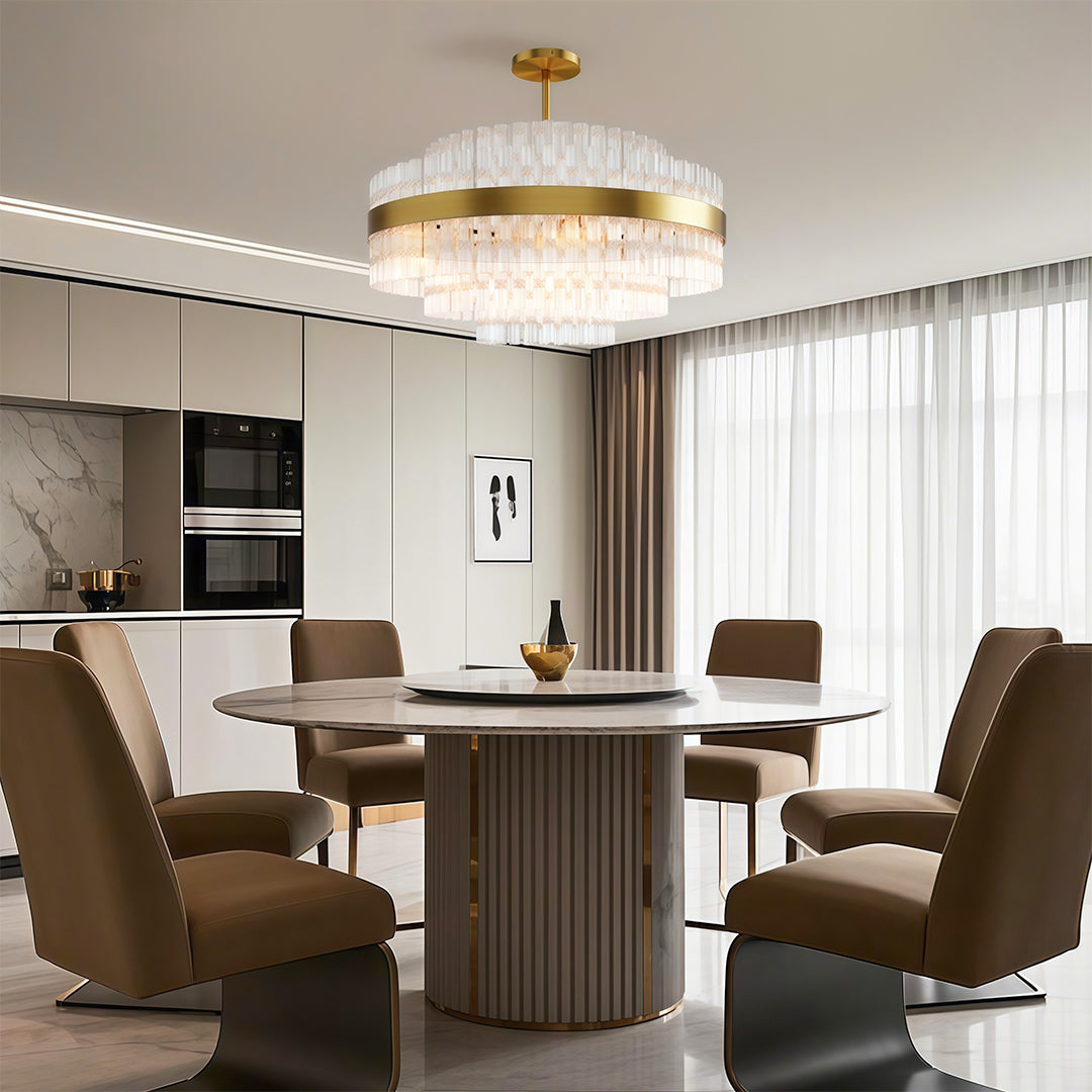 Full Copper Modern Chandelier with Clear Glass Shade for Dining Room and Living Room