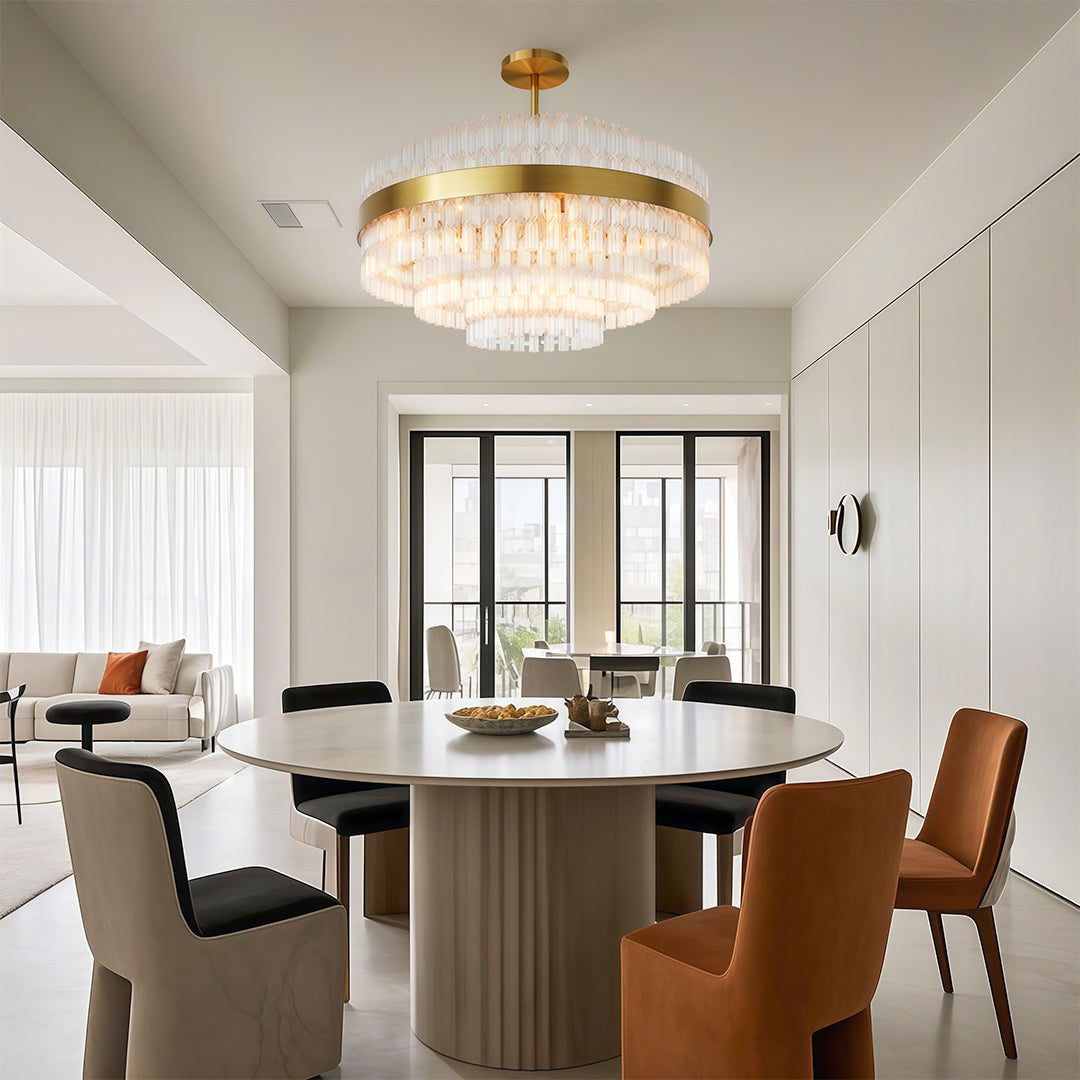 Full Copper Modern Chandelier with Clear Glass Shade for Dining Room and Living Room