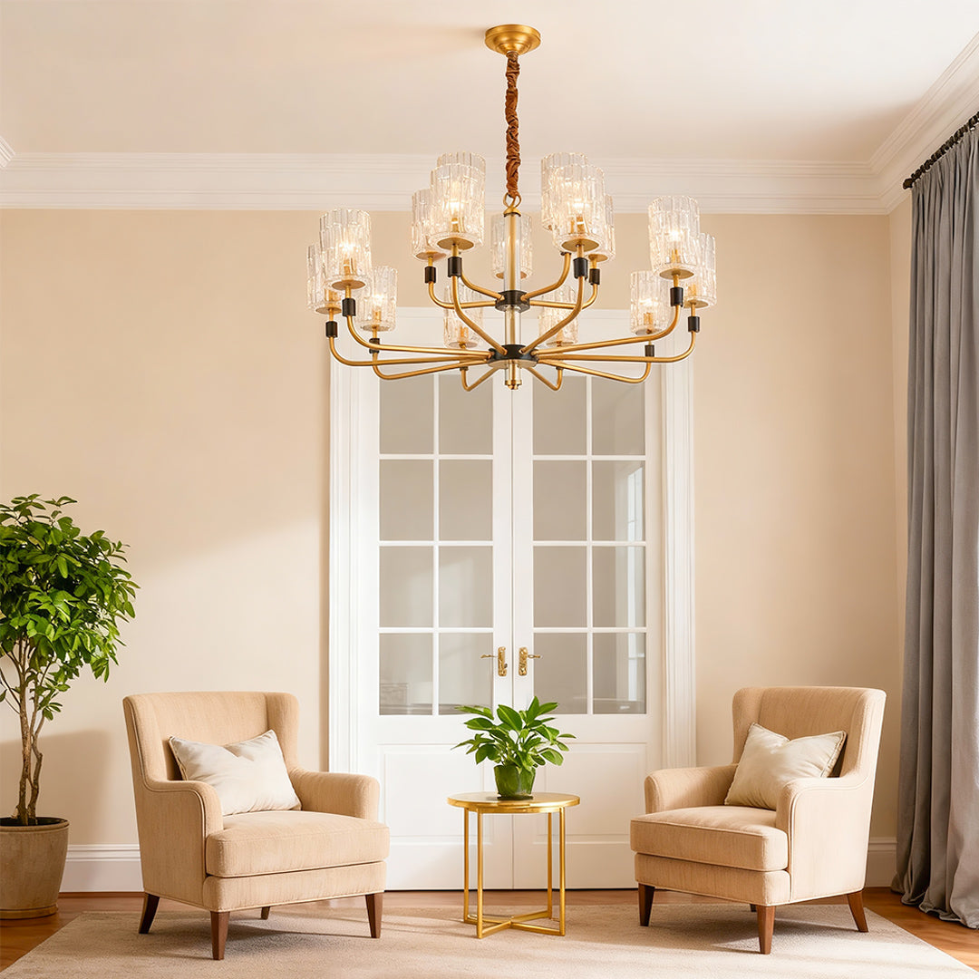 Aurelia Copper Glass Chandelier — Modern Minimalist Luxury Pendant Light