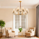 Aurelia Copper Glass Chandelier — Modern Minimalist Luxury Pendant Light