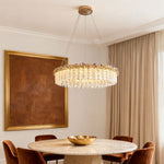 French Minimalist Crystal Chandelier in Champagne Gold Finish