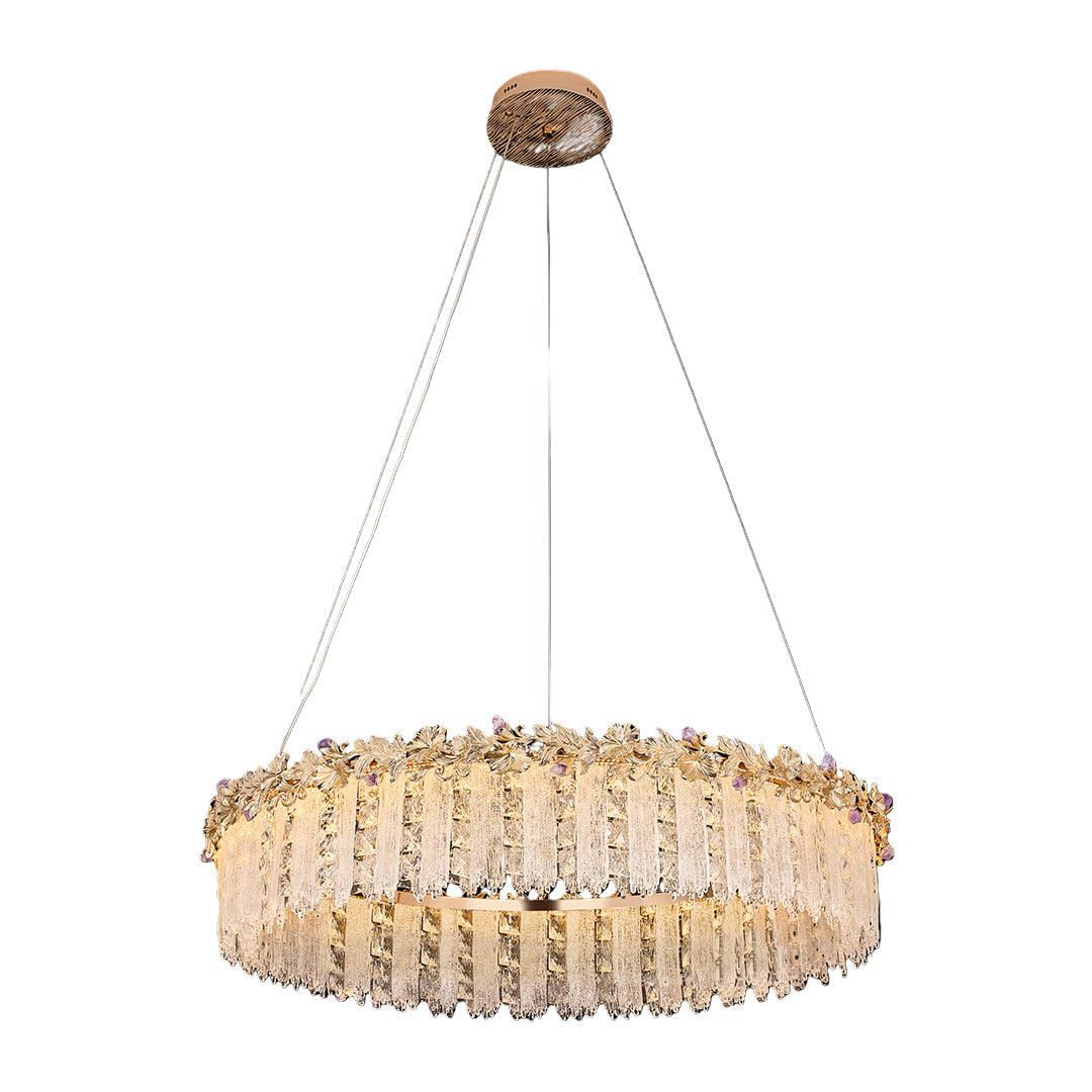 French Minimalist Crystal Chandelier in Champagne Gold Finish