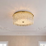 Luxe Crystal Flush Mount Ceiling Light in Champagne Gold